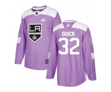 Men Adidas Los Angeles Kings #32 Jonathan Quick Purple Authentic Fights Cancer Stitched NHL Jersey