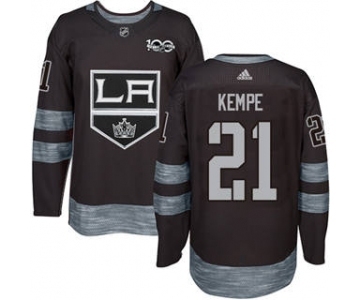 Men's Kings #21 Mario Kempe Black 1917-2017 100th Anniversary Stitched Hockey Jersey