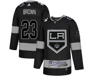 Men's LA Kings With Dodgers #23 Dustin Brown Black Hockey Hockey Jersey