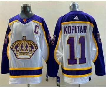 Men's Los Angeles Kings #11 Anze Kopitar White 2022 Reverse Retro Stitched Jersey - 副本