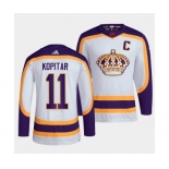 Men's Los Angeles Kings #11 Anze Kopitar White 2022 Reverse Retro Stitched Jersey