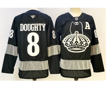 Men's Los Angeles Kings #8 Drew Doughty Black With A Patch Alternate Stitched Hockey Jersey