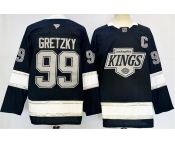 Men's Los Angeles Kings #99 Wayne Gretzky Black 2024-25 Home With C Patch Stitched Hockey Jersey