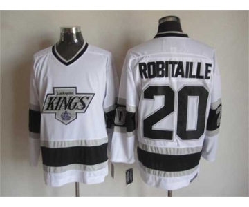 nhl jerseys los angeles kings #20 robitaille white[m&n]