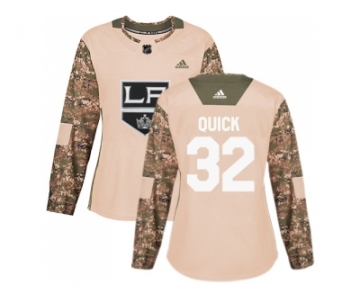 Women Adidas Los Angeles Kings #32 Jonathan Quick Camo Authentic 2017 Veterans Day Stitched NHL Jersey