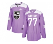 Youth Adidas Los Angeles Kings #77 Jeff Carter Purple Authentic Fights Cancer Stitched NHL Jersey