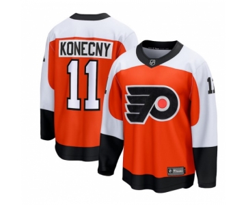Men Philadelphia Flyers #11 Travis Konecny Orange Stitched Jersey