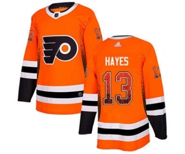 Men's Flyers #13 Kevin Hayes Orange Home Authentic Drift Fashion Stitched Hockey Jersey