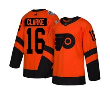 Men's Flyers #16 Bobby Clarke Orange 2019 Stadium Series Stitched Hockey Jersey