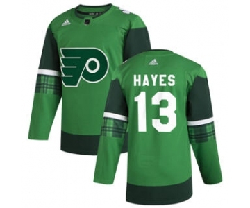Men's Philadelphia Flyers #13 Kevin Hayes 2020 St. Patrick's Day Stitched Hockey Jersey Green