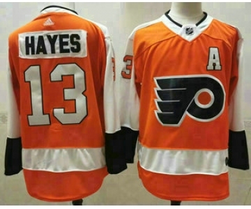 Men's Philadelphia Flyers #13 Kevin Hayes Orange White Stitched NHL Jersey