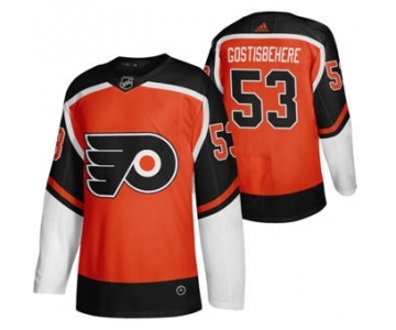Men's Philadelphia Flyers #53 Shayne Gostisbehere Orange 2020-21 Reverse Retro Alternate Hockey Jersey