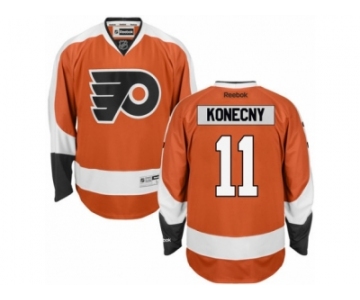Men's Reebok Philadelphia Flyers #11 Travis Konecny Authentic Orange Home NHL Jersey