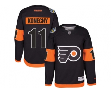Men's Reebok Philadelphia Flyers #11 Travis Konecny Black 2017 Stadium Series Stitched NHL Jersey