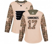 Women Adidas Philadelphia Flyers #17 Wayne Simmonds Authentic Camo Veterans Day Practice NHL Jersey