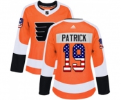 Women Adidas Philadelphia Flyers #19 Nolan Patrick Authentic Orange USA Flag Fashion NHL Jersey