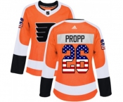 Women Adidas Philadelphia Flyers #26 Brian Propp Authentic Orange USA Flag Fashion NHL Jersey