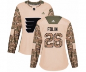 Women Adidas Philadelphia Flyers #26 Christian Folin Authentic Camo Veterans Day Practice NHL Jersey