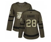 Women Adidas Philadelphia Flyers #28 Claude Giroux Green Salute to Service Stitched NHL Jersey