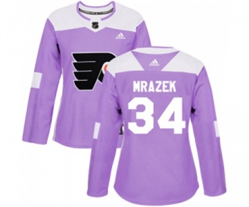 Women Adidas Philadelphia Flyers #34 Petr Mrazek Authentic Purple Fights Cancer Practice NHL Jersey