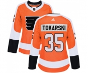 Women Adidas Philadelphia Flyers #35 Dustin Tokarski Authentic Orange Home NHL Jersey
