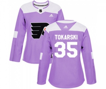 Women Adidas Philadelphia Flyers #35 Dustin Tokarski Authentic Purple Fights Cancer Practice NHL Jersey