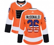 Women Adidas Philadelphia Flyers #36 Colin McDonald Authentic Orange USA Flag Fashion NHL Jersey