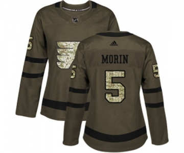 Women Adidas Philadelphia Flyers #5 Samuel Morin Authentic Green Salute to Service NHL Jersey
