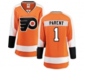 Women Philadelphia Flyers #1 Bernie Parent Fanatics Branded Orange Home Breakaway NHL Jersey