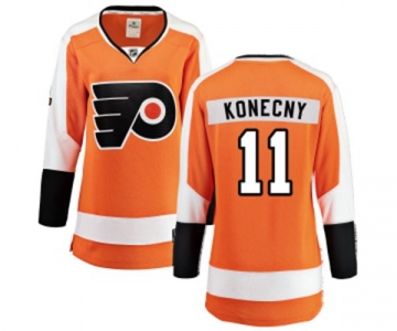 Women Philadelphia Flyers #11 Travis Konecny Fanatics Branded Orange Home Breakaway NHL Jersey