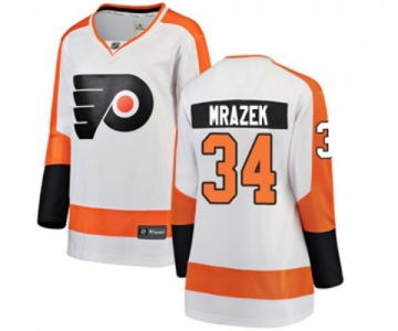 Women Philadelphia Flyers #34 Petr Mrazek Fanatics Branded White Away Breakaway NHL Jersey