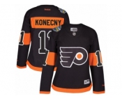 Women's Reebok Philadelphia Flyers #11 Travis Konecny Authentic Black 2017 Stadium Series NHL Jersey