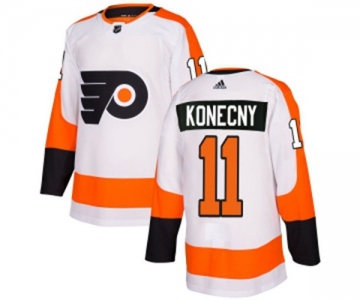 Youth Adidas Philadelphia Flyers #11 Travis Konecny Authentic White Away NHL Jersey
