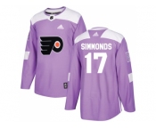 Youth Adidas Philadelphia Flyers #17 Wayne Simmonds Purple Authentic Fights Cancer Stitched NHL Jersey