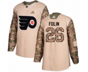 Youth Adidas Philadelphia Flyers #26 Christian Folin Authentic Camo Veterans Day Practice NHL Jersey