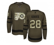 Youth Adidas Philadelphia Flyers #28 Claude Giroux Green Salute to Service Stitched NHL Jersey
