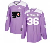 Youth Adidas Philadelphia Flyers #36 Colin McDonald Authentic Purple Fights Cancer Practice NHL Jersey