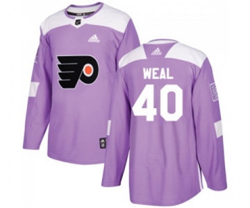 Youth Adidas Philadelphia Flyers #40 Jordan Weal Authentic Purple Fights Cancer Practice NHL Jersey