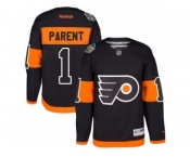 Youth Reebok Philadelphia Flyers #1 Bernie Parent Authentic Black 2017 Stadium Series NHL Jersey