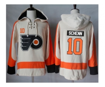 Men's Philadelphia Flyers #10 Brayden Schenn Cream Sawyer Hooded Sweatshirt Stitched NHL Jersey