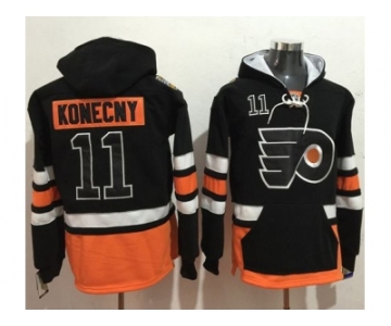 Philadelphia Flyers #11 Travis Konecny Black Name & Number Pullover NHL Hoodie