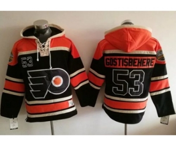 Philadelphia Flyers #53 Shayne Gostisbehere Black Sawyer Hooded Sweatshirt Stitched NHL Jersey
