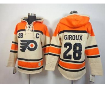 nhl jerseys philadelphia flyers #28 giroux orange-cream[pullover hooded sweatshirt patch C]