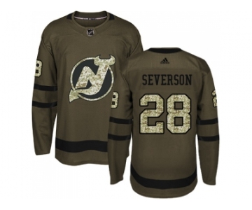 Adidas New Jersey Devils #28 Damon Severson Green Salute to Service Stitched NHL Jersey