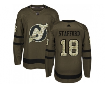 Men Adidas New Jersey Devils #18 Drew Stafford Green Salute to Service Stitched NHL Jersey