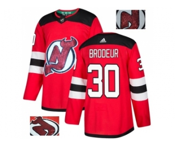Men Adidas New Jersey Devils #30 Martin Brodeur Red Home Authentic Fashion Gold Stitched NHL Jersey