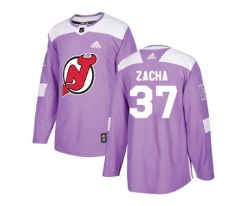Men Adidas New Jersey Devils #37 Pavel Zacha Purple Authentic Fights Cancer Stitched NHL Jersey