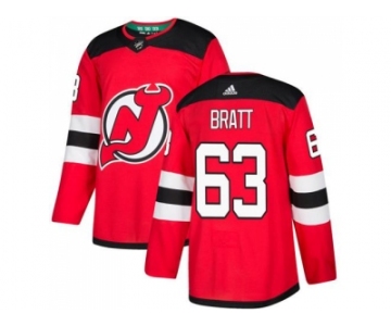 Men Adidas New Jersey Devils #63 Jesper Bratt Red Home Authentic Stitched NHL Jersey