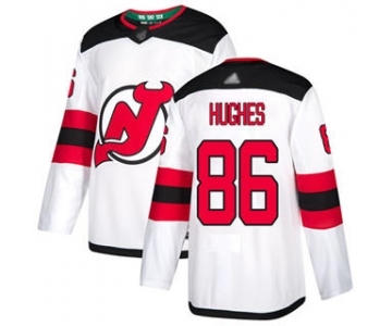 Men's Devils #86 Jack Hughes White Road Stitched Hockey Jersey