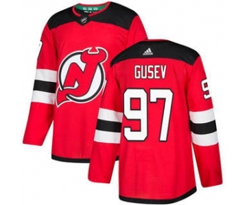 Men's Devils #97 Nikita Gusev White Road Authentic Stitched Hockey Jersey